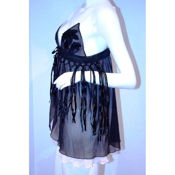 JACALYN BENNETT Halter FRINGE Camisole Open SHIRT Top ( M ) - Picture 2 of 3